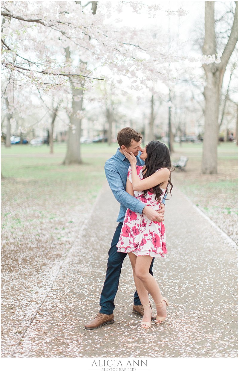 Wooster square cherry blossoms 2019 | Spring engagement session places in CT | Conencticut engagement photographers