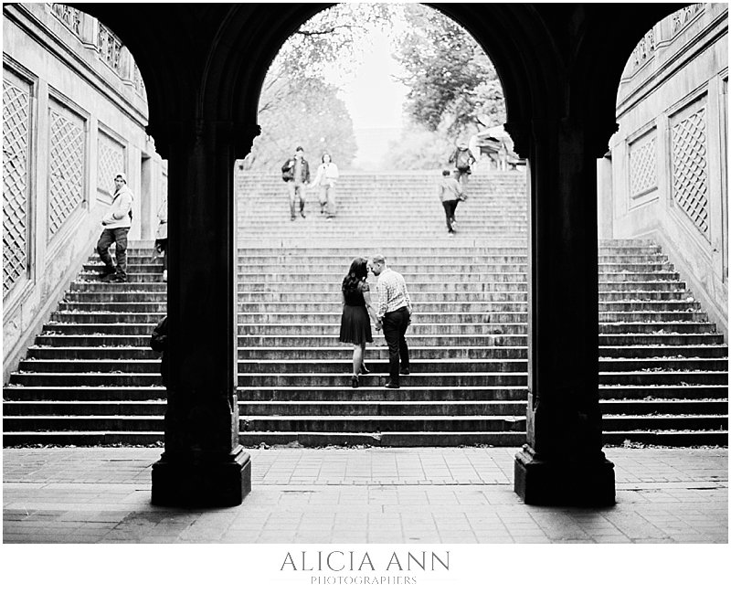 Bethesda fountain and terrace engagement photos | NYC fine art film photographers | Film wedding photographers in NYC